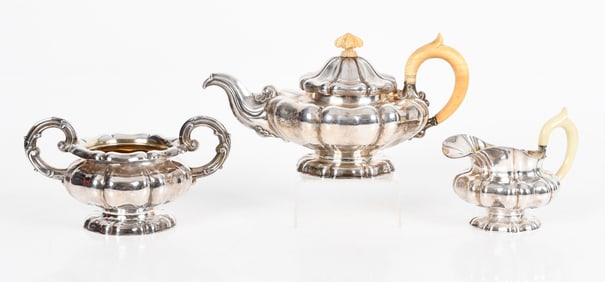 A Three Piece Sterling Silver Tea Set
