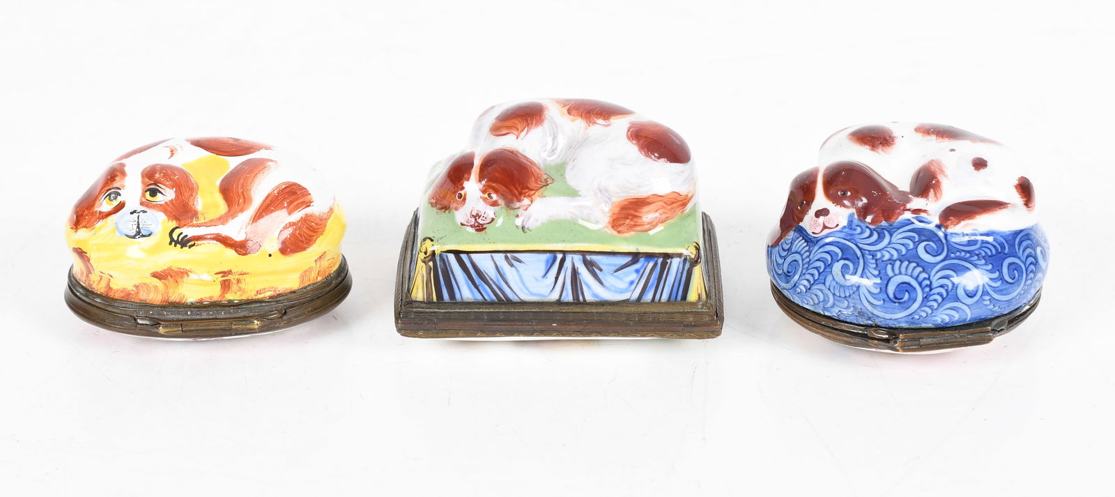 Three English Enameled Boxes, Cavalier King Charles Spaniel Decoration (1 of 8)