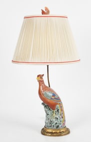 A Chinese Porcelain Pheasant/ Lamp