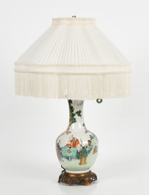 A Chinese Porcelain Famille Rose Lamp/Vase