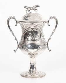 A Large Sterling Silver Horse Racing Trophy
