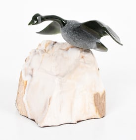 Lyle Sopel (Born 1951) Jade Canada Goose Sculpture