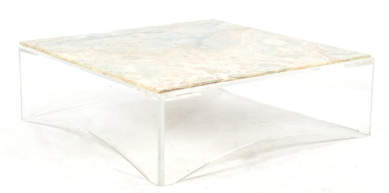 Vladimir Kagan Onyx and Lucite Coffee Table