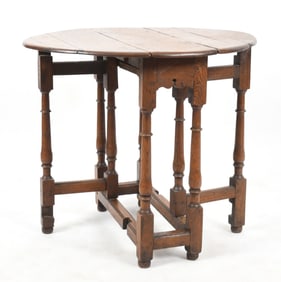 William and Mary Oak Gateleg Tavern Table, Circa 1700