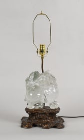 Chinese Carved Rock Crystal Figural Table Lamp, Modern