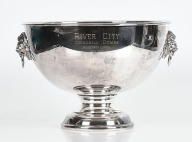 A Large Silver Plated Punch Bowl, Horse Racing Trophy