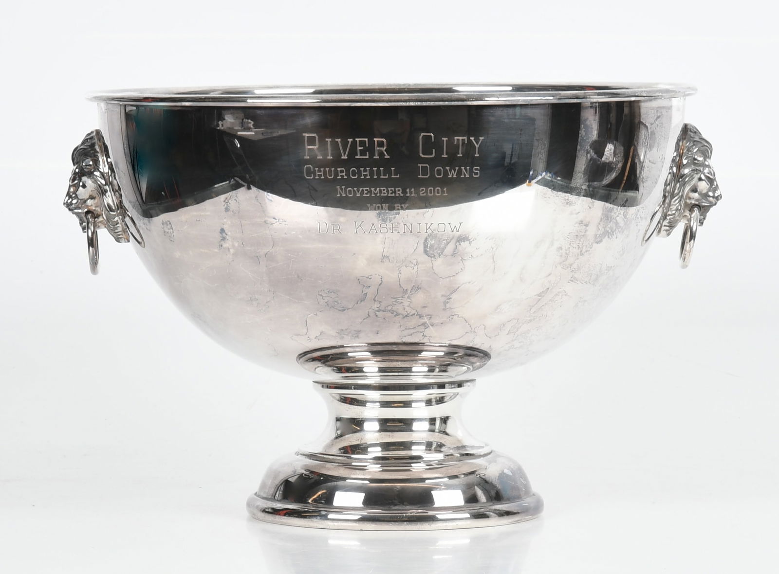 A Large Silver Plated Punch Bowl, Horse Racing Trophy (1 of 5)