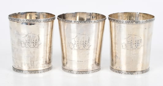 Three Coin Silver Julep Cups, Joseph Shoemaker, Philadelphia