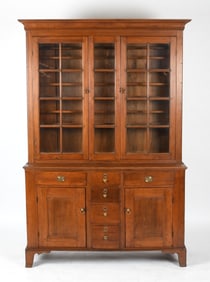Pennsylvania Federal Tulip Poplar Two-Part Dutch Cupboard, 19th Century