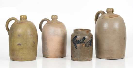 Four Pieces of Pennsylvania Salt Glazed Stoneware, Remmey Pottery