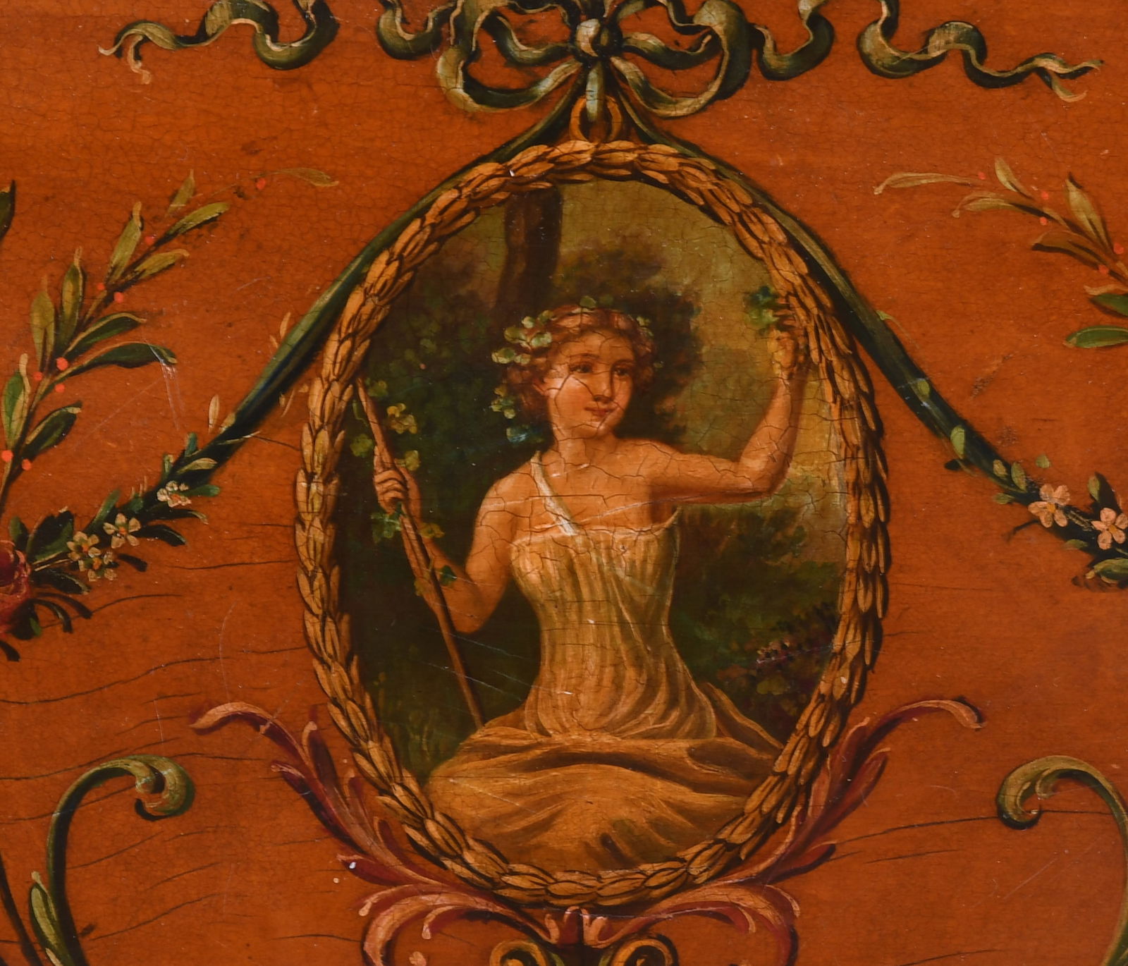 George III Style Paint-Decorated Satinwood Console Table, 19th Century (1 of 10)