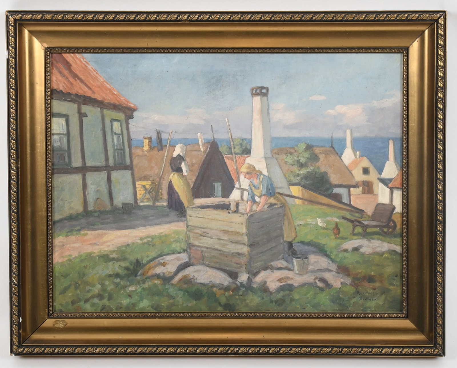 Axel Johannes Chr. Hansen (1885 - 1935) Oil on Canvas: Axel Johannes Chr. Hansen (1885 - 1935) Oil on Canvas A genre scene with figures, signed at the lower right. Dimensions: 16 1/2in x 22in, the frame 21in x 27in. 