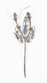 Chinese Kingfisher Feather Silver Hair Ornament