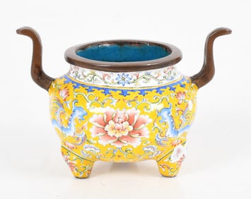 A Chinese Enameled Bronze Censer, Qing Dynasty