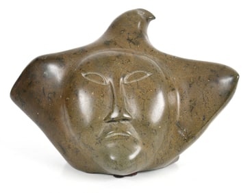 A Modern Inuit Stone Sculpture, Bird and Mask
