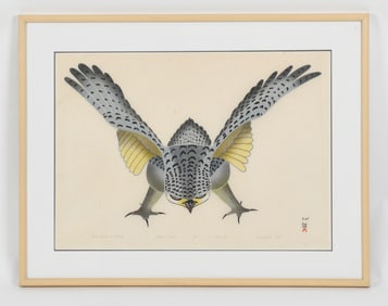 Kananginak Pootoogook, Hawk Prepares for Attack