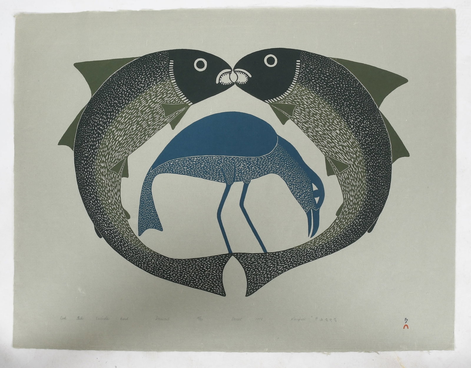 Kenojuak Ashevak (1927-2013), Stonecut: "Encircle Bird", a stonecut by Kenojuak Ashevak, dated 1997, no. 15/50, pencil signed. Dimensions: sheet is 24 3/4" x 32" Provenance: From a Main Line co
