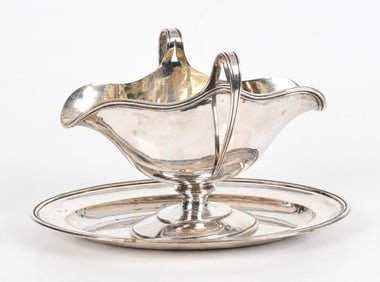Austrian 800 Silver Sauceboat and Stand