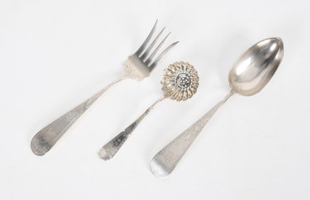 Three Coin Silver Serving Pieces by George Sharp