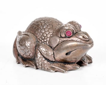 A Russian Silver Toad Form Paperweight