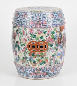 Chinese Export Porcelain Famille Rose Garden Seat, 19th Century