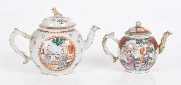 Two Chinese Export Porcelain Famille Rose Teapots, Qianlong Period
