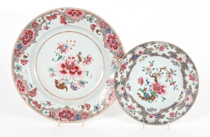 Chinese Export Porcelain Famille Rose Plate and Charger, Qianlong Period