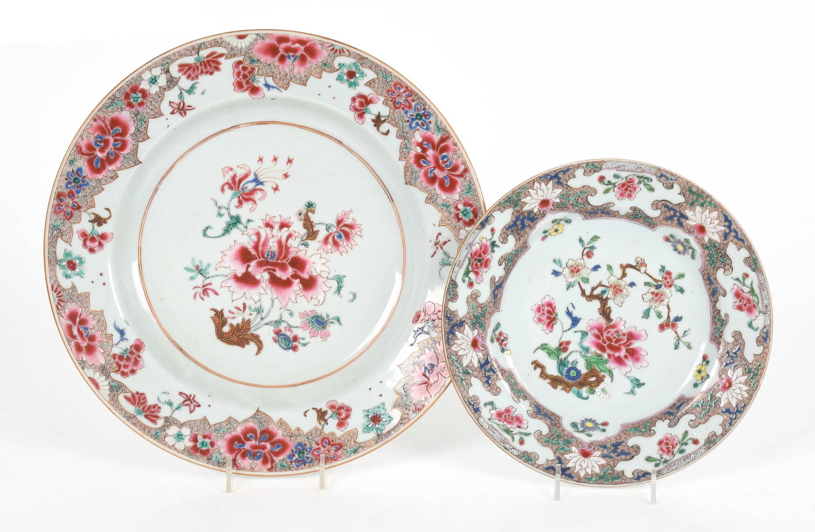 Chinese Export Porcelain Famille Rose Plate and Charger, Qianlong Period