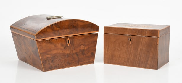 Two English Inlaid Table Boxes, Early 19th Century