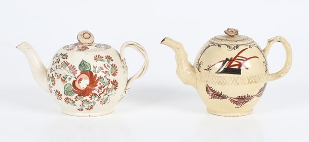 Two English Creamware Teapots, Circa 1770