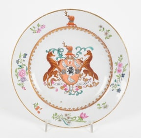 Armorial Decorated Porcelain Plate in the Chinese Export Style