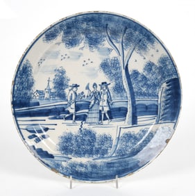 English Delftware Tin Glazed Earthenware Charger, Circa 1730-40
