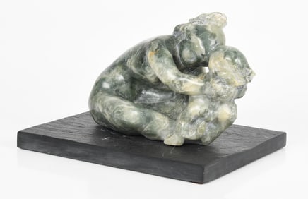 Eugene B. Gauss (American, 1905-1988) Modernist Carved Stone Figural Group, 1969