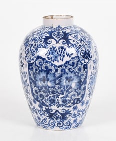 Delft Blue and White Tin Glazed Earthenware Vase, 18th Century