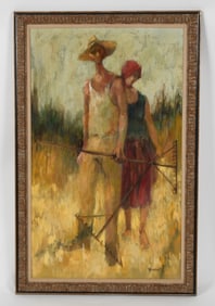Bruce Macphail (American, 20th Century) Italian Family, Oil on Canvas