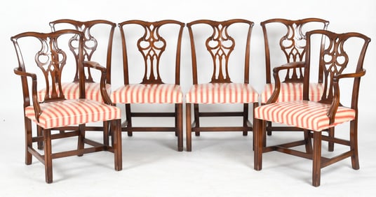 Set of Six George III Style Carved Mahogany Dining Chairs