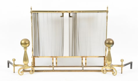Group of Brass Fireplace Accessories, 20th Century