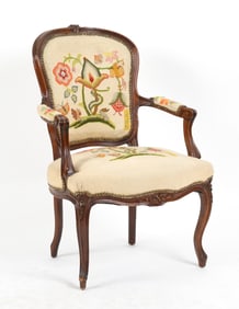 Louis XV Style Carved Mixed Wood Fauteuil, Late 19th Century