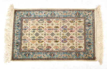 Qum Silk Rug, Central Persia, 3ft 6in x 2ft 2in