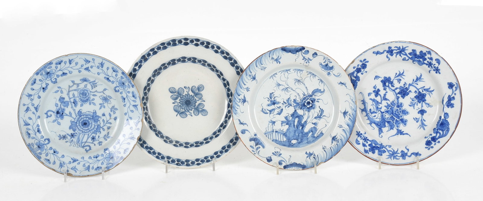 Four Delftware Tin Glazed Earthenware Plates, 18th Century (1 of 13)