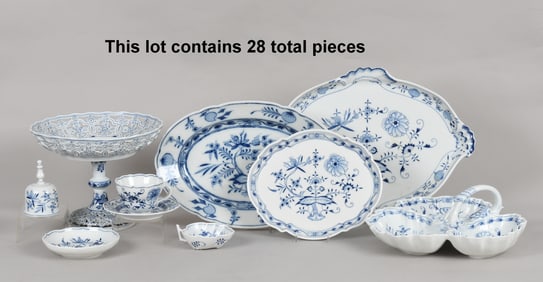 Assembled Group of Meissen Porcelain Tableware in the 'Blue Onion' Pattern