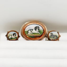 Three piece Micro Mosaic Dog Jewelry lot