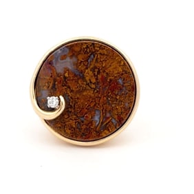 14K Gold Agate Diamond Statement Ring