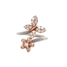 18K Gold Diamond Butterfly Bypass Ring