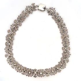 Sterling Silver Diamond Choker Necklace