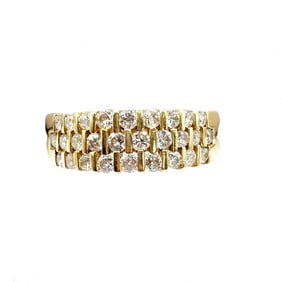 14K Three Row Diamond Ring / Band
