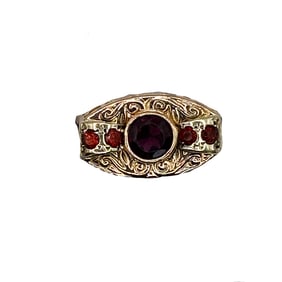 14K Gold Garnet Ring