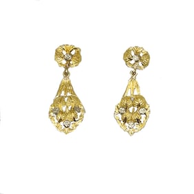 18K Bi color Gold Earrings