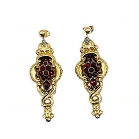Antique 14K Gold Garnet Earrings