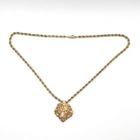 14K Gold Diamond Lion Head Necklace
